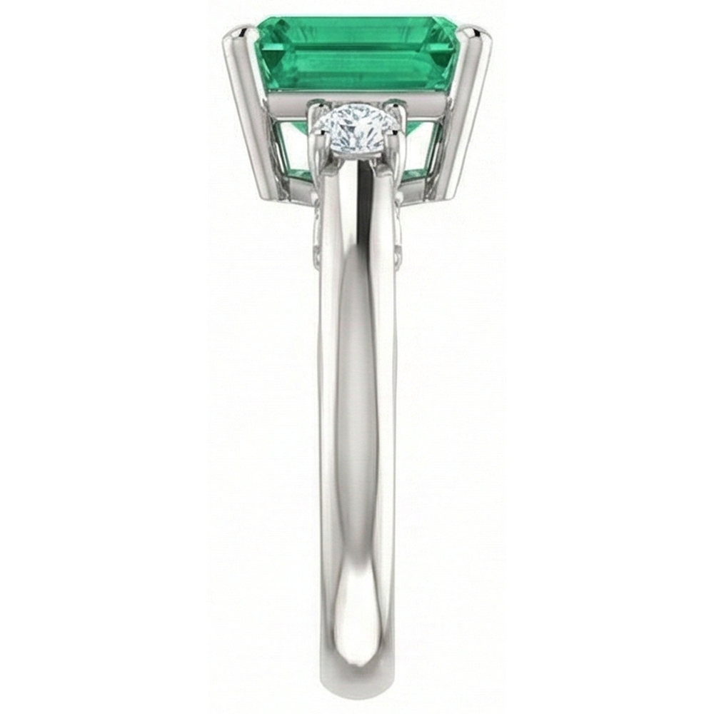 3 Stein 15.50 Ct. Grün Smaragd Mit Aus der Erde Abgebauter Natürlicher Diamanten Ring-Krapfen-Set WG 14K