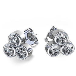 3 Stein 3 Karat Echt Aus der Erde Abgebauter Natürlicher Diamanten Ohrstecker Gold Weiß 14K Neu