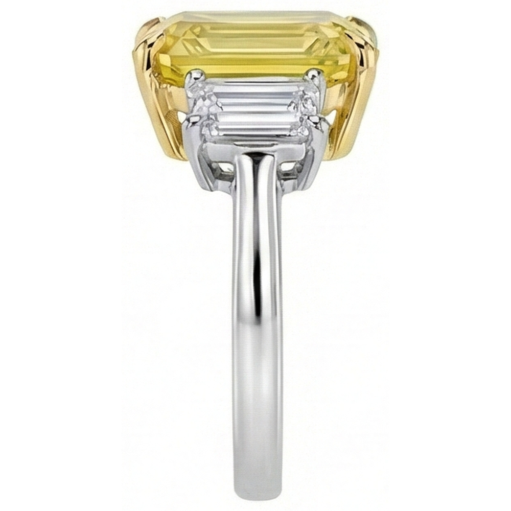 3 Stein 4,50 Karat Gelber Saphir & Aus der Erde Abgebauter Natürlicher Diamanten Ehering Gold 14K