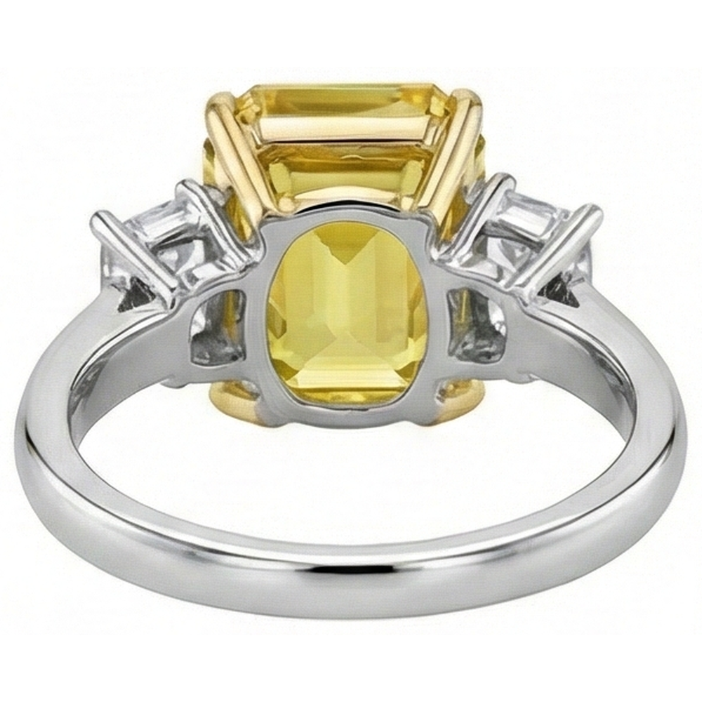 3 Stein 4,50 Karat Gelber Saphir & Aus der Erde Abgebauter Natürlicher Diamanten Ehering Gold 14K