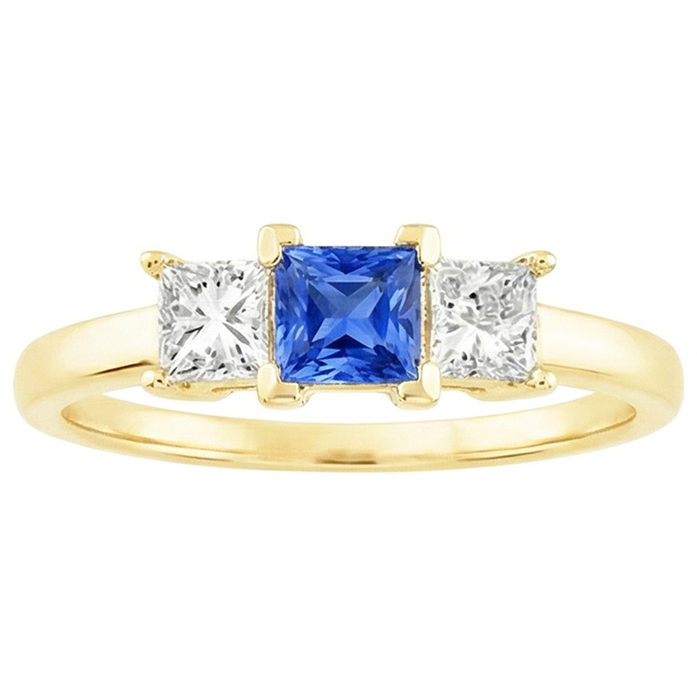 3-Stein-Aus der Erde Abgebauter Natürlicher Diamant-Jubiläums-Edelstein-Ring 2 Karat Gelbgold 14K