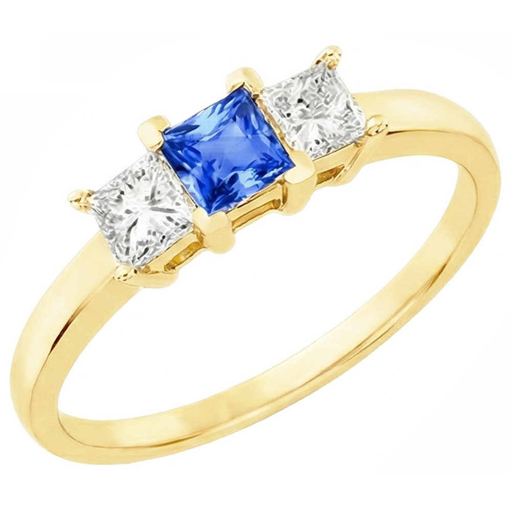 3-Stein-Aus der Erde Abgebauter Natürlicher Diamant-Jubiläums-Edelstein-Ring 2 Karat Gelbgold 14K