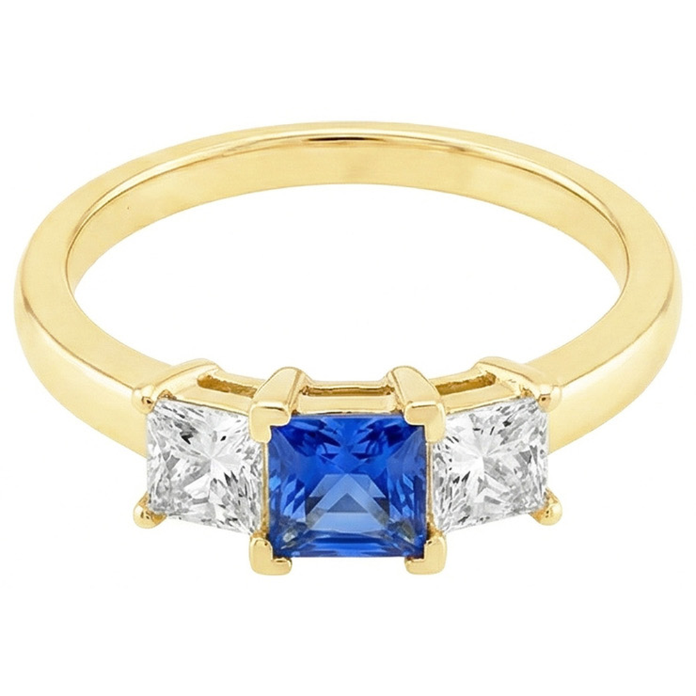 3-Stein-Aus der Erde Abgebauter Natürlicher Diamant-Jubiläums-Edelstein-Ring 2 Karat Gelbgold 14K