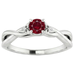 3 Stein Aus der Erde Abgebauter Natürlicher Diamant Rubin Ring 0,54 Karat Twist Claw Prong Set Schmuck