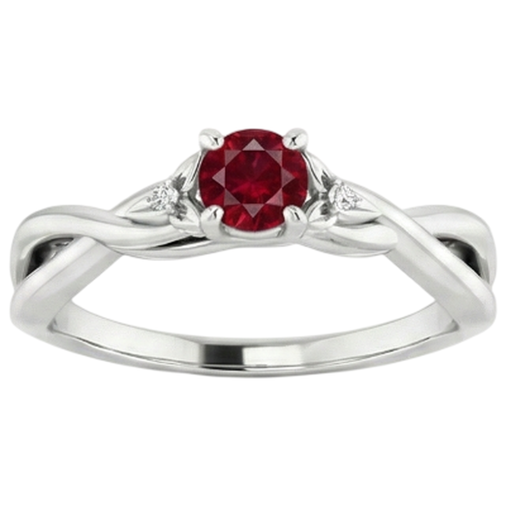 3 Stein Aus der Erde Abgebauter Natürlicher Diamant Rubin Ring 0,54 Karat Twist Claw Prong Set Schmuck