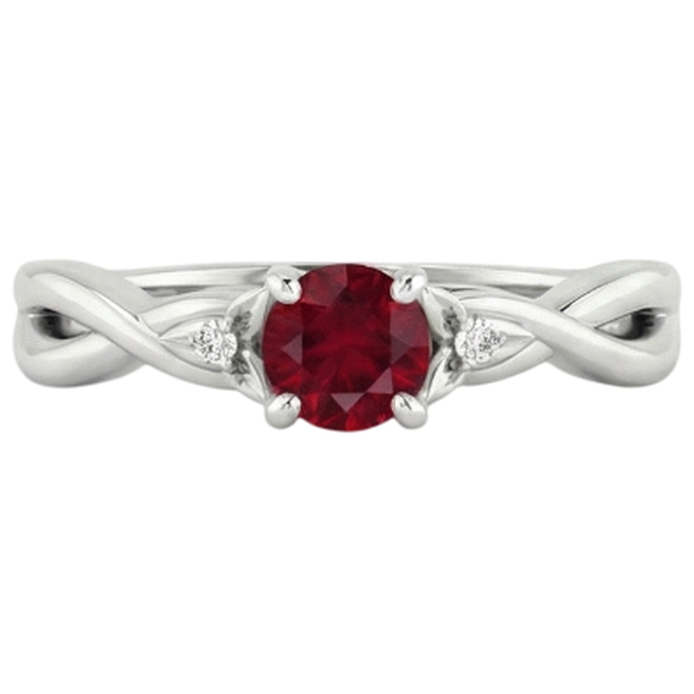 3 Stein Aus der Erde Abgebauter Natürlicher Diamant Rubin Ring 0,54 Karat Twist Claw Prong Set Schmuck