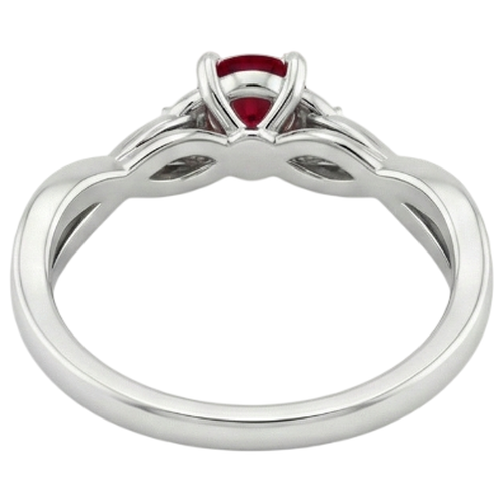 3 Stein Aus der Erde Abgebauter Natürlicher Diamant Rubin Ring 0,54 Karat Twist Claw Prong Set Schmuck