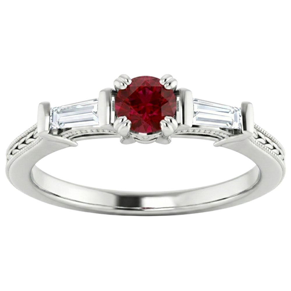 echter baguette rubin 2Karat ring Detailansicht