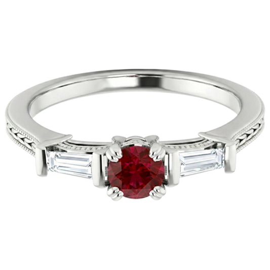 echter baguette rubin 2Karat ring Seitenansicht