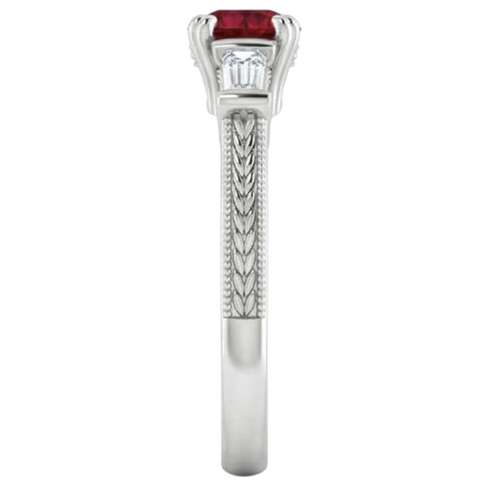 echter baguette rubin 2Karat ring Profilansicht