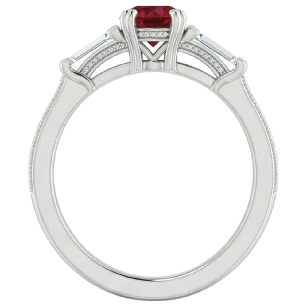 echter baguette rubin 2Karat ring auf Weiß