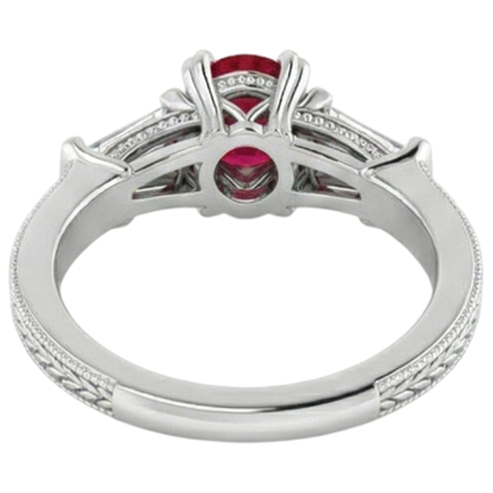 echter baguette rubin 2Karat ring mit Diamantbesatz