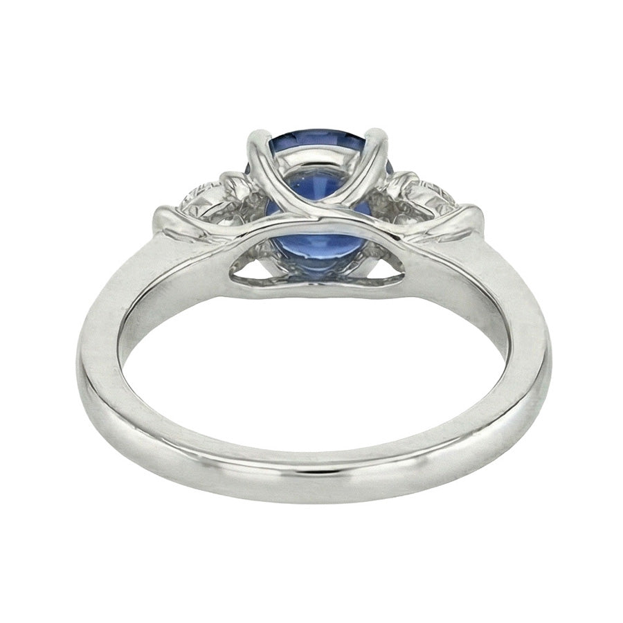 3 Stein Aus der Erde Abgebauter Natürlicher Diamant & blauer Saphir Ring 2,25 Karat Gold U Krappenfassung
