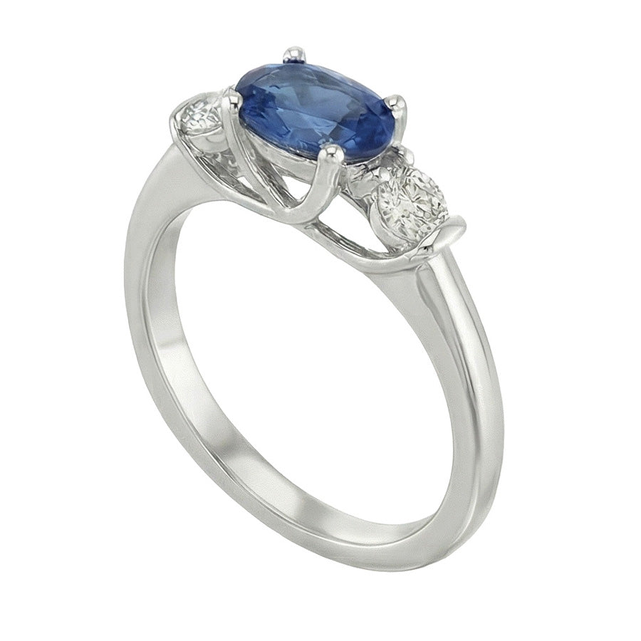 3 Stein Aus der Erde Abgebauter Natürlicher Diamant & blauer Saphir Ring 2,25 Karat Gold U Krappenfassung