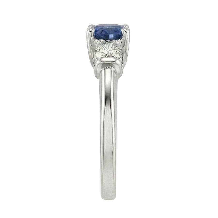 3 Stein Aus der Erde Abgebauter Natürlicher Diamant & blauer Saphir Ring 2,25 Karat Gold U Krappenfassung