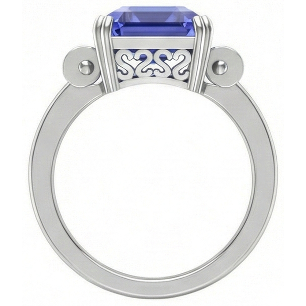 3 Stein Blauer Saphir Smaragd Ring 3 Karat Bar Set Baguette Natürlicher Diamant ( nicht im Labor gezüchtet )en