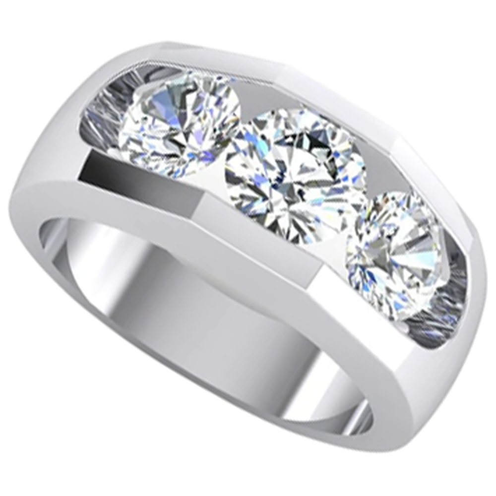 3 Stein Echt Aus der Erde Abgebauter Natürlicher Diamant Herrenring Gold