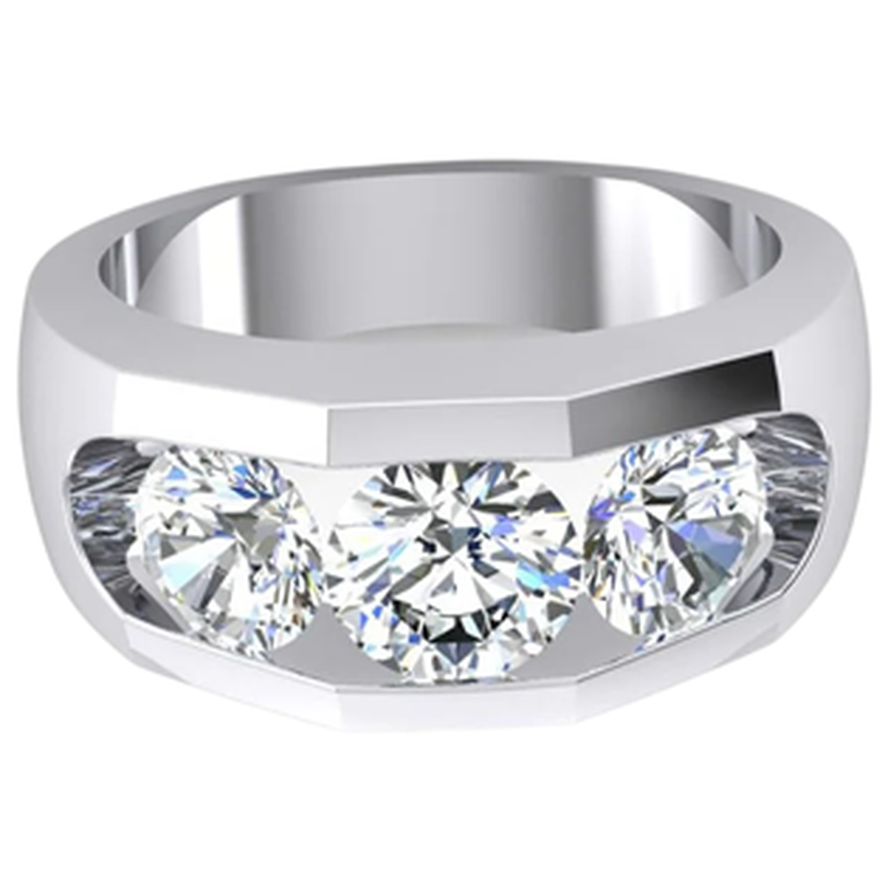 3 Stein Echt Aus der Erde Abgebauter Natürlicher Diamant Herrenring Gold
