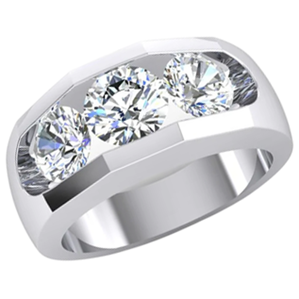 3 Stein Echt Aus der Erde Abgebauter Natürlicher Diamant Herrenring Gold