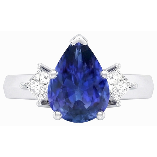 echter princess diamant 3.50Karat ring Seitenansicht