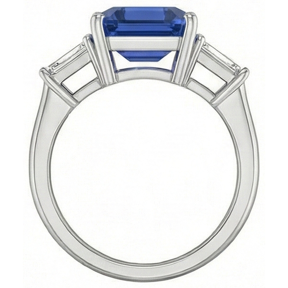 3-Stein-Kornblumen-Saphir-Ring