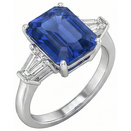 3-Stein-Kornblumen-Saphir-Ring