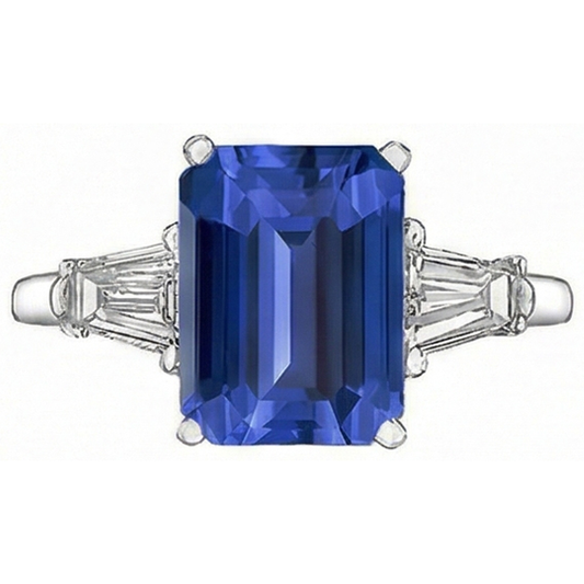 3-Stein-Kornblumen-Saphir-Ring