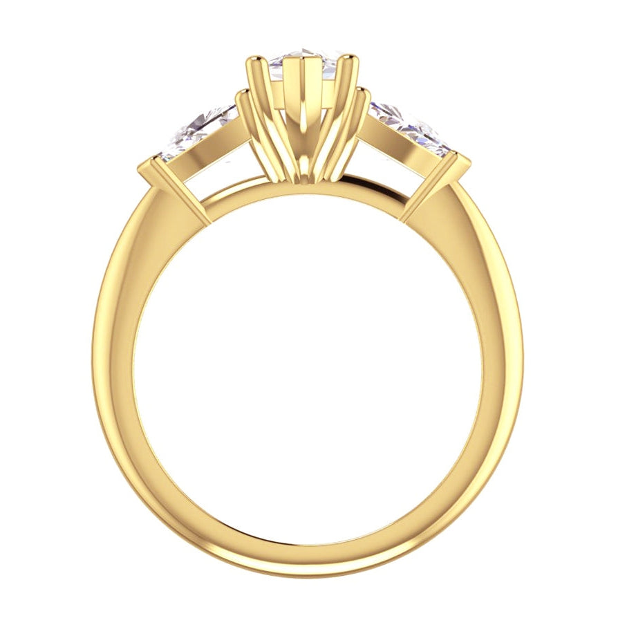 Marquise-Echt Diamant-Billionen-Ring & passendes Band 3 Karat
