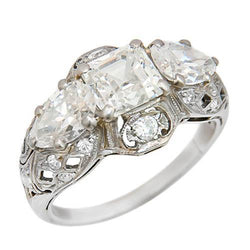 3-Stein-Natürliche Aus der Erde Abgebauter Natürlicher Diamantring im Vintage-Look für die rechte Hand