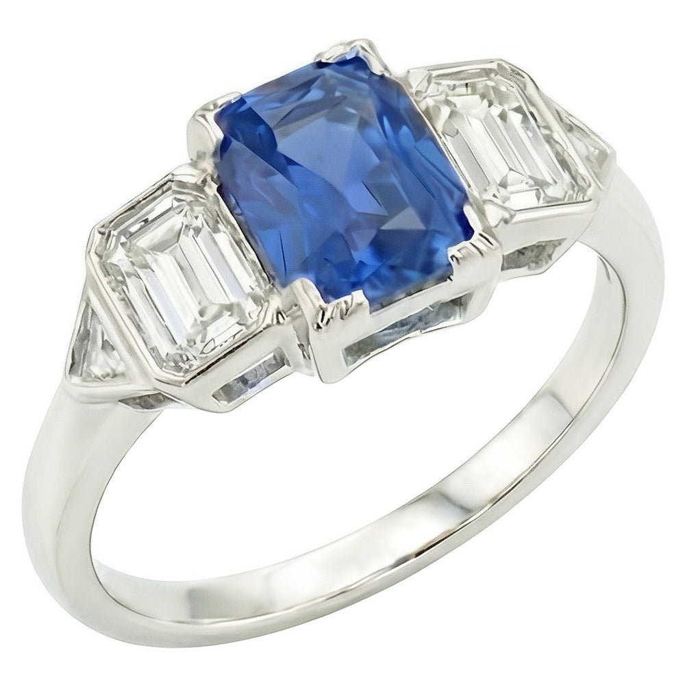 3 Stein Natürlicher Diamant ( nicht im Labor gezüchtet ) Schmuck Lünette Set Smaragde Gold Saphir Ring 3 Karat