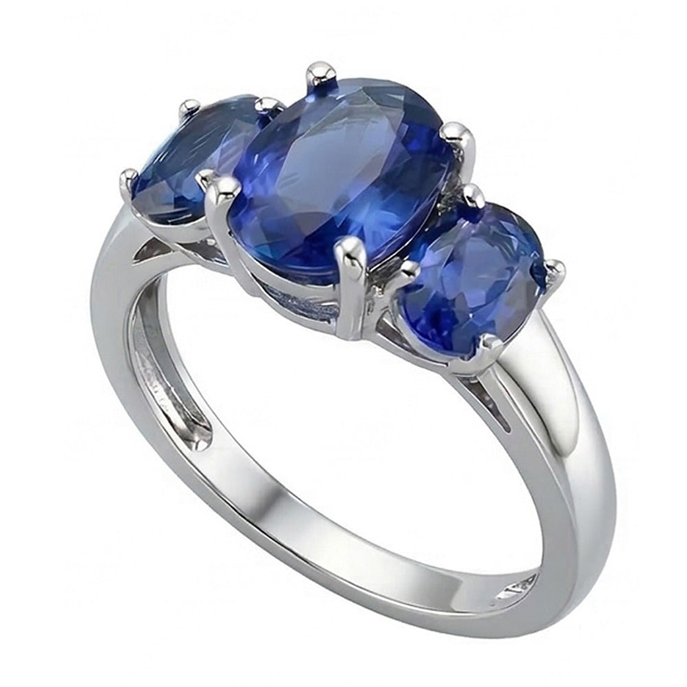 3 Stein Oval Sri Lanka Saphir 4 Kt Edelsteinring