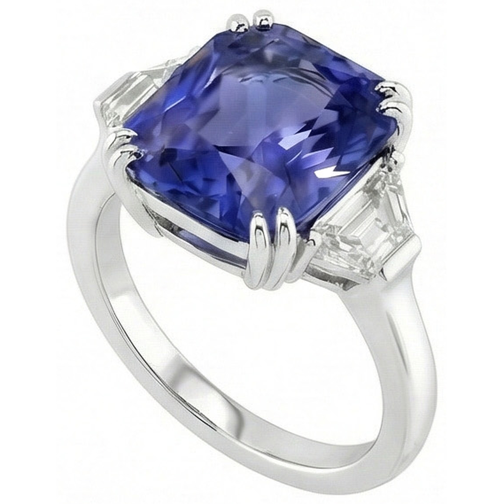 echter radiant diamant 4Karat ring Seitenansicht