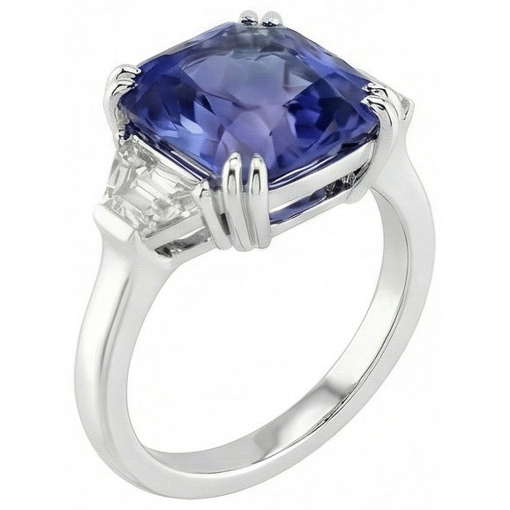 echter radiant diamant 4Karat ring Draufsicht