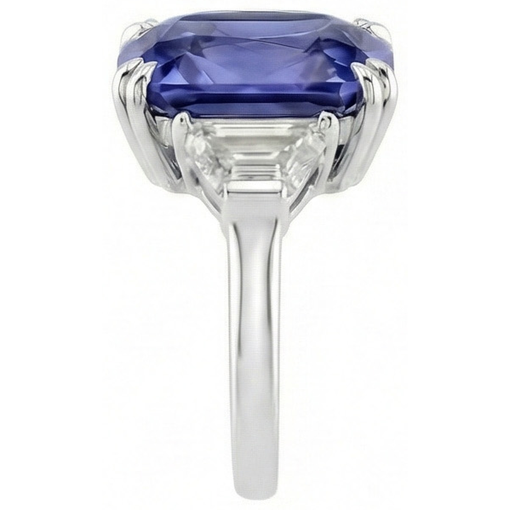 echter radiant diamant 4Karat ring Profilansicht