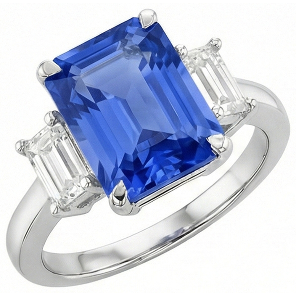 echter radiant diamant 4Karat ring Seitenansicht