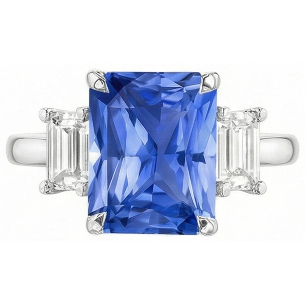 echter radiant diamant 4Karat ring Detailansicht