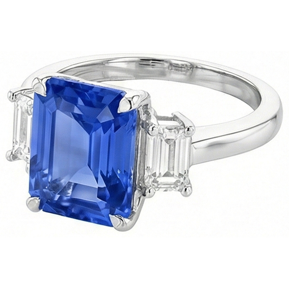 echter radiant diamant 4Karat ring Draufsicht
