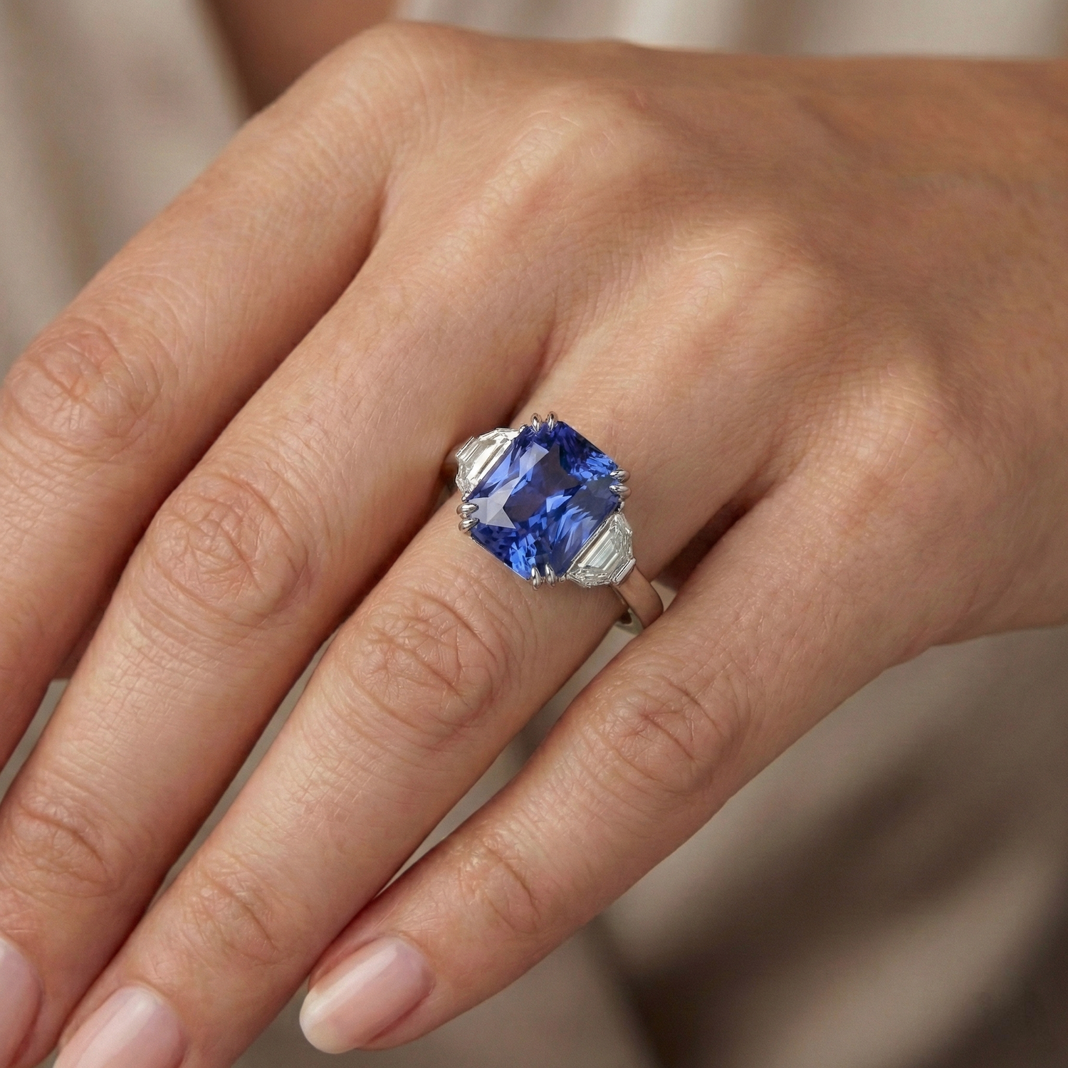 echter radiant diamant 4Karat ring mit Diamantbesatz