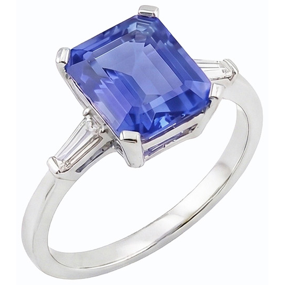 3 Stein Smaragd Saphir Ring & Konische Baguette Natürlicher Diamant ( nicht im Labor gezüchtet )en 2,25 Karat