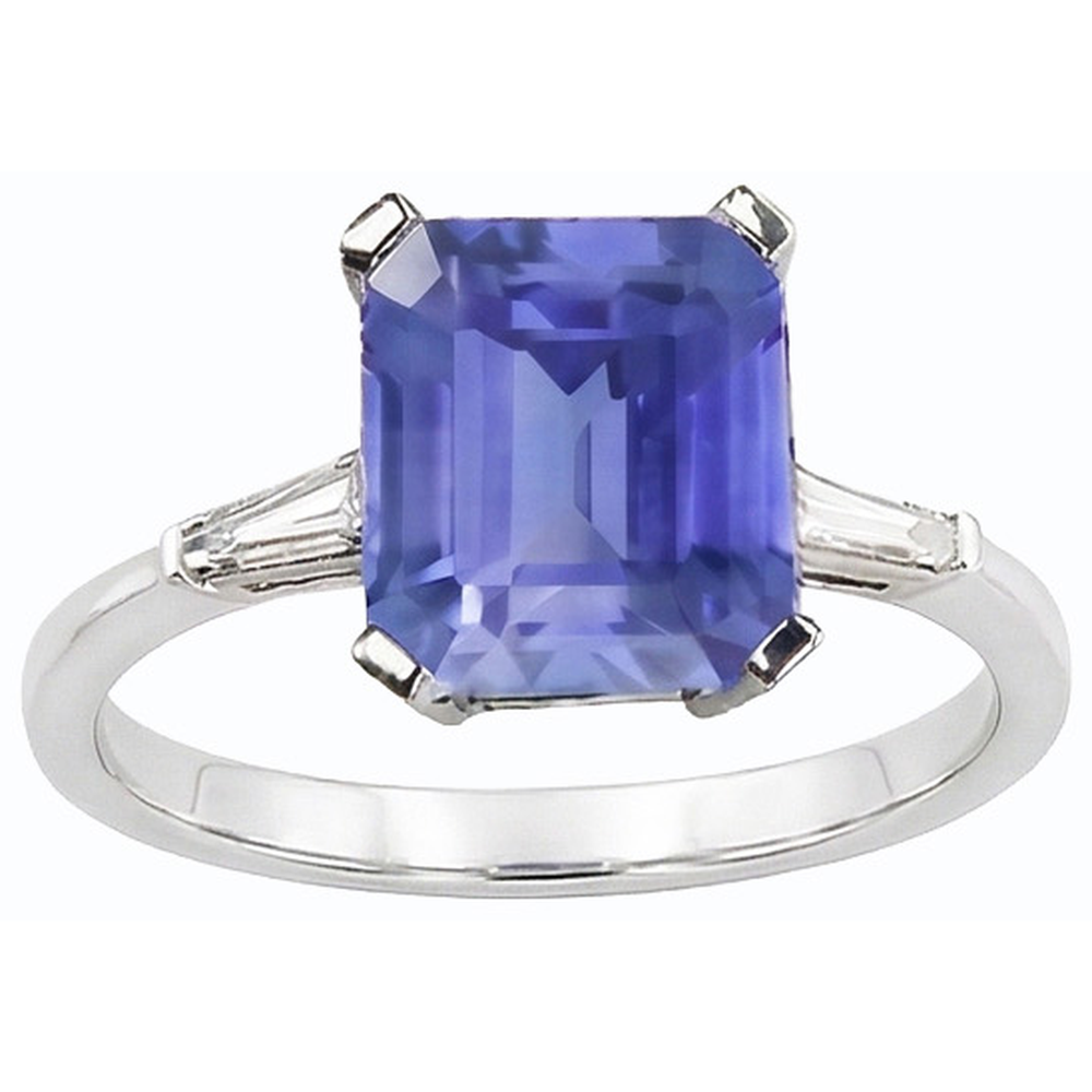 3 Stein Smaragd Saphir Ring & Konische Baguette Natürlicher Diamant ( nicht im Labor gezüchtet )en 2,25 Karat