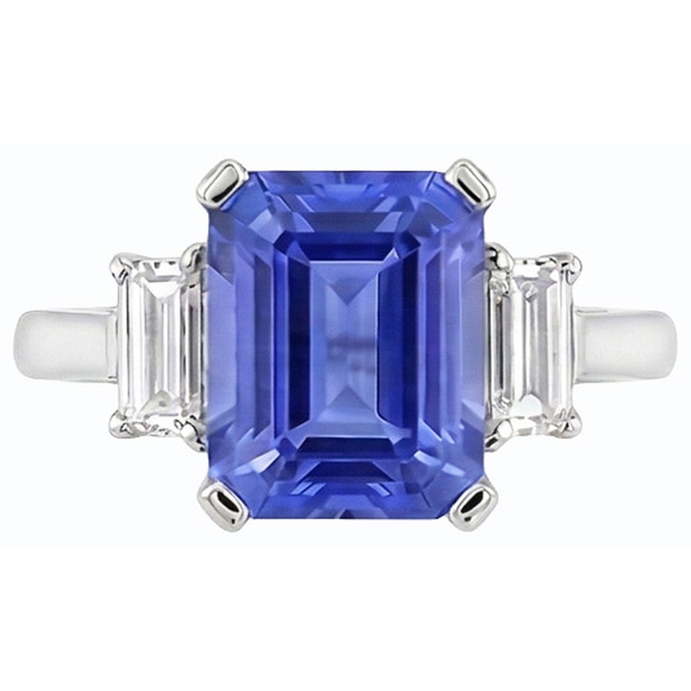 3 Stein Smaragd Saphir Ring & Konische Baguette Natürlicher Diamant ( nicht im Labor gezüchtet )en 2,25 Karat