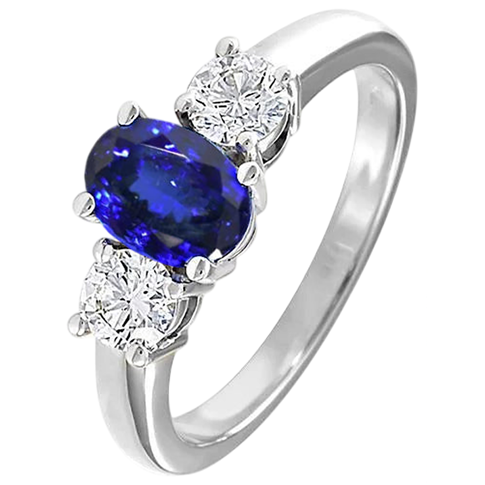 3 Stein Tansanit und Aus der Erde Abgebauter Natürlicher Diamanten 5,50 Karat Ehering Gold 14K
