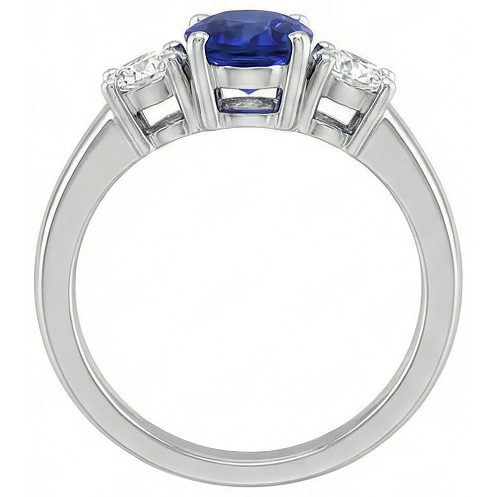 3 Stein Tansanit und Aus der Erde Abgebauter Natürlicher Diamanten 5,50 Karat Ehering Gold 14K