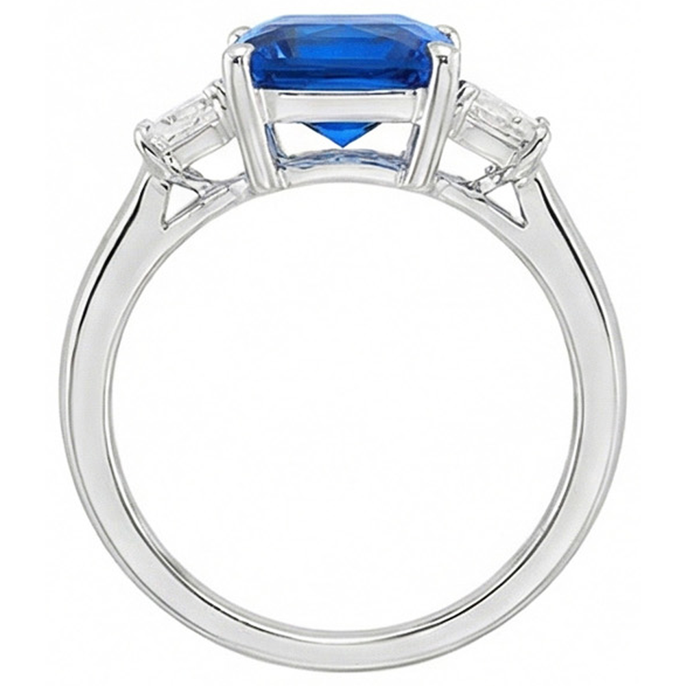 3 Stein Trapezoid Natürlicher Diamant ( nicht im Labor gezüchtet ) & Strahlend Schliff Srilanka Saphir 4 Karat