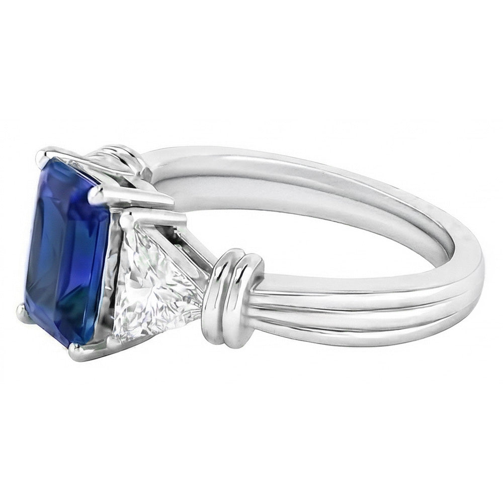 3 Stein Trilliant Natürlicher Diamant ( nicht im Labor gezüchtet ) Ring 1,50 Karat Strahlender Gold Saphir 14K