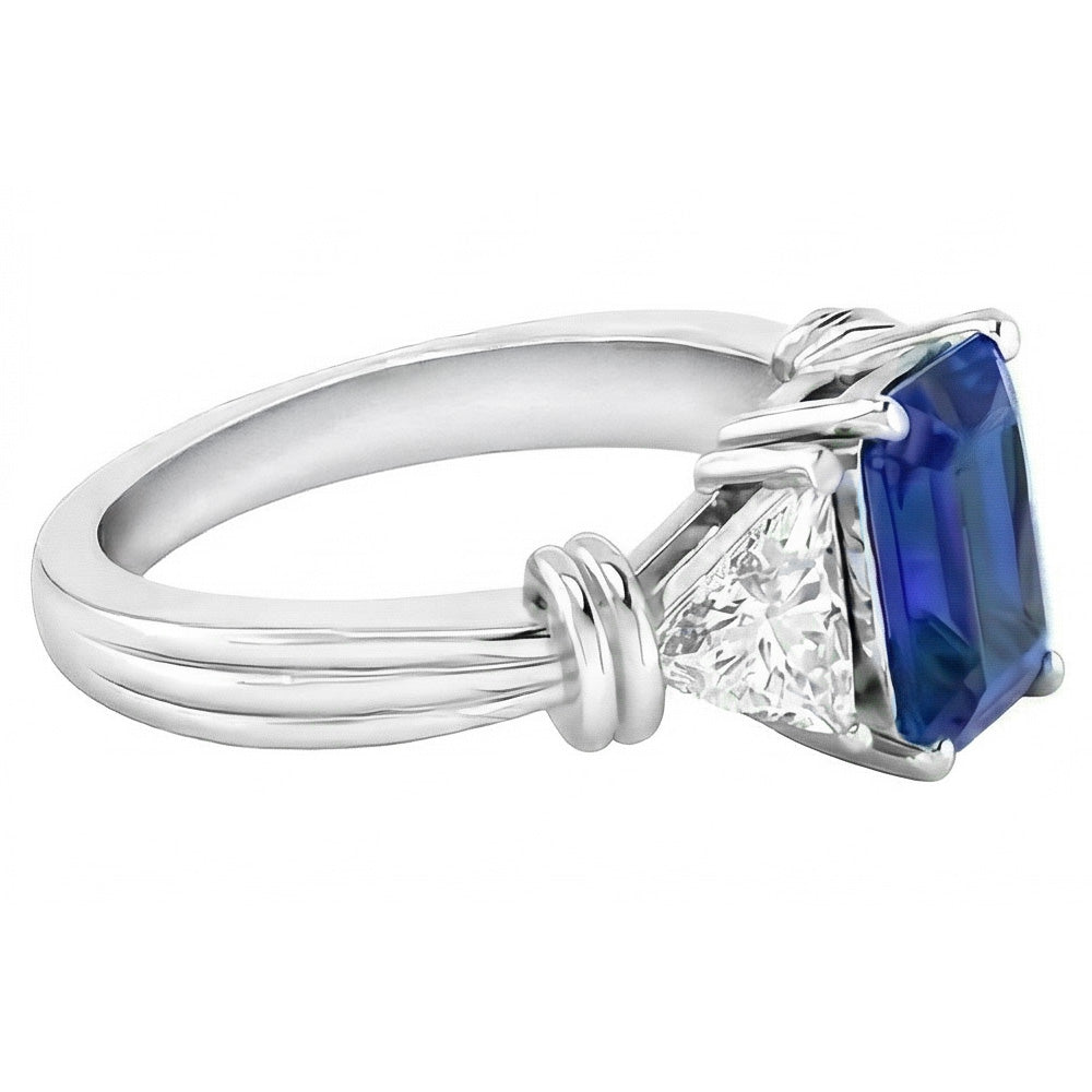 3 Stein Trilliant Natürlicher Diamant ( nicht im Labor gezüchtet ) Ring 1,50 Karat Strahlender Gold Saphir 14K