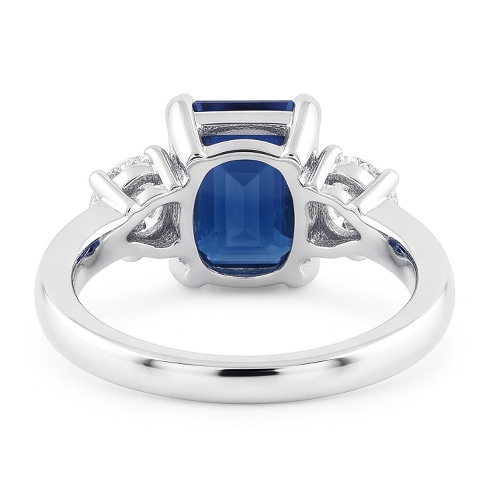 3 Steine 2.50 Karat Ceylon Saphir Jubiläumsring Weißgold 14K