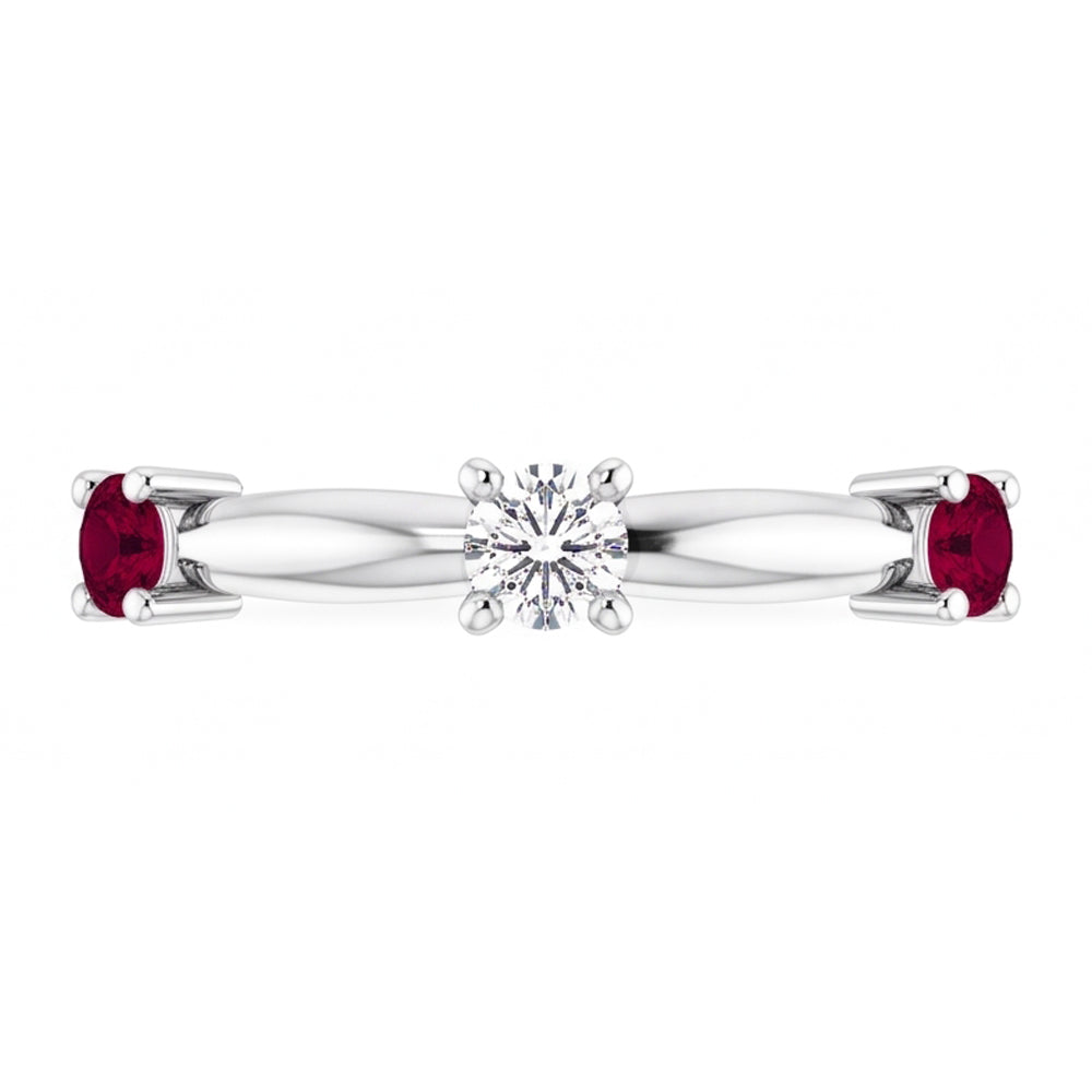 3 Steine Aus der Erde Abgebauter Natürlicher Diamantring 0.90 Karat Burma Rubin Damen Schmuck