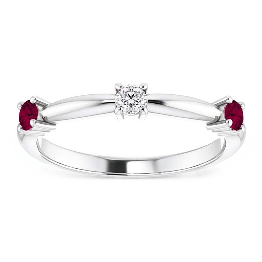 3 Steine Aus der Erde Abgebauter Natürlicher Diamantring 0.90 Karat Burma Rubin Damen Schmuck