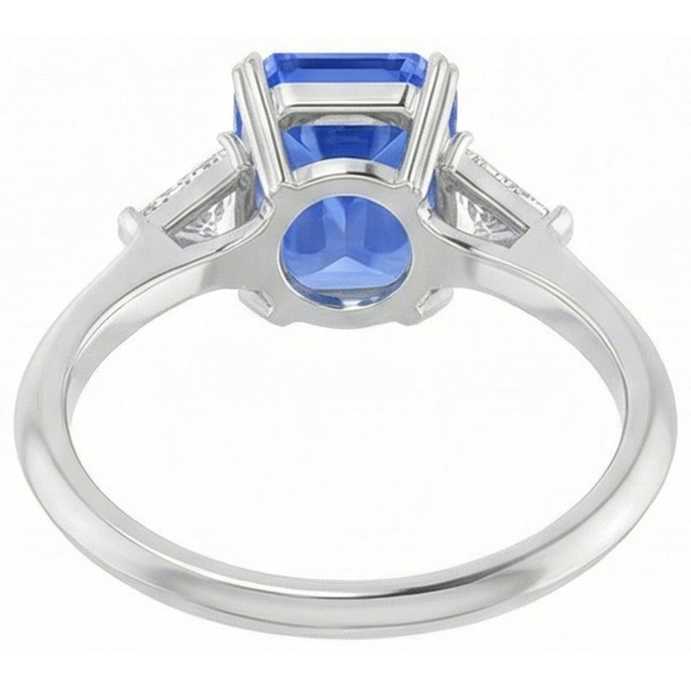 3 Steine Blauer Saphir Ring Kleine Billion Natürlicher Diamant ( nicht im Labor gezüchtet )en Schmuck 2,75 Karat